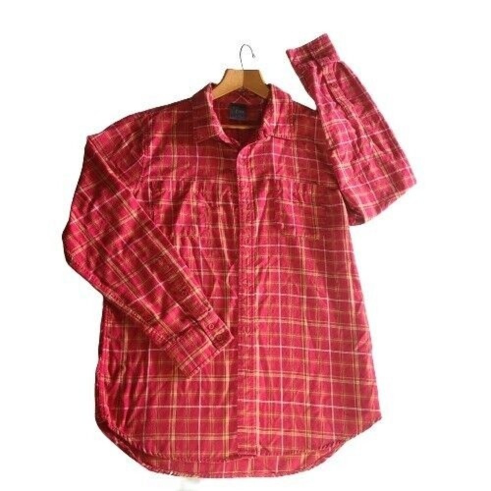Harry Potter Long Sleeve Button Flannel Womens L Red Plaid Gryffindor Shirt